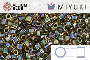 MIYUKI Delica® Seed Beads (DBMC0089) 10/0 Hex Cut Medium - Blue Lined Light Topaz AB