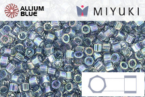 MIYUKI Delica® Seed Beads (DBMC0111) 10/0 Hex Cut Medium - Transparent Blue Gray Rainbow Gold Luster