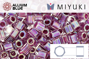 MIYUKI Delica® Seed Beads (DBLC0056) 8/0 Hex Cut Large - Raspberry Lined Crystal AB