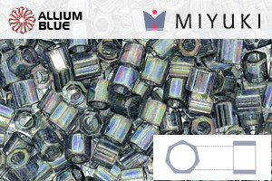 MIYUKI Delica® Seed Beads (DBLC0111) 8/0 Hex Cut Large - Transparent Blue Gray Rainbow Gold Luster