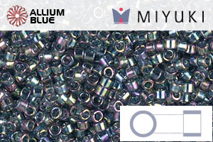 MIYUKI Delica® Seed Beads (DB0111) 11/0 Round - Transparent Blue Gray Rainbow Gold Luster
