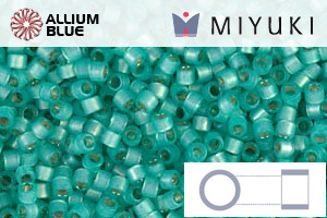 MIYUKI Delica® Seed Beads (DB0627) 11/0 Round - Dyed Aqua Green Silver Lined Alabaster