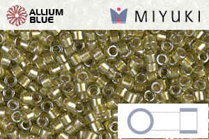 MIYUKI Delica® Seed Beads (DB0908) 11/0 Round - Sparkling Beige Lined Chartreuse