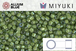 MIYUKI Delica® Seed Beads (DB1786) 11/0 Round - White Lined Light Green AB