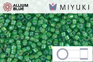 MIYUKI Delica® Seed Beads (DB1787) 11/0 Round - White Lined Green AB