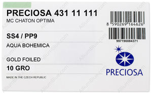 PRECIOSA Chaton O ss4/pp9 aqua Bo G factory pack