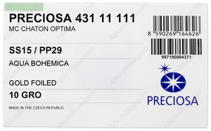 PRECIOSA Chaton O ss15/pp29 aqua Bo G factory pack