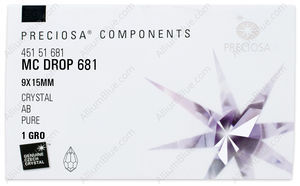 PRECIOSA Drop Pend.681 9x15 crystal AB factory pack