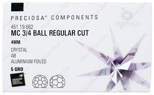 PRECIOSA 3/4 Ball 4 mm crystal AB factory pack