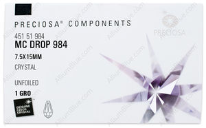 PRECIOSA Drop Pend.984 7.5x15 crystal factory pack