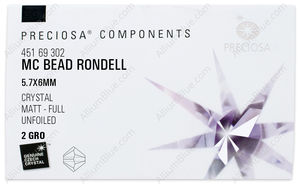 PRECIOSA Rondelle Bead 6 mm crystal Matt factory pack