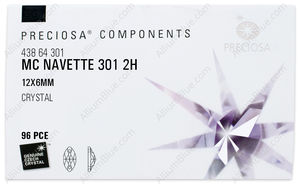 PRECIOSA Navette 2H 12x6 crystal S AB factory pack