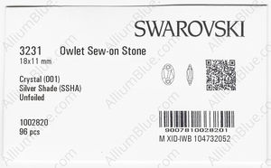SWAROVSKI 3231 18X11MM CRYSTAL SILVSHADE factory pack