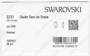SWAROVSKI 3231 23X14MM JET factory pack