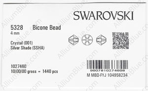 SWAROVSKI 5328 4MM CRYSTAL SILVSHADE factory pack