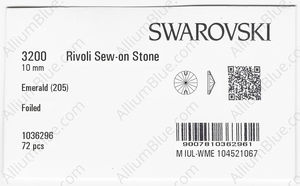 SWAROVSKI 3200 10MM EMERALD F factory pack