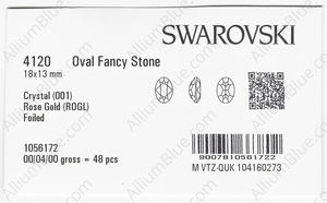 SWAROVSKI 4120 18X13MM CRYSTAL ROSE GOLD F factory pack