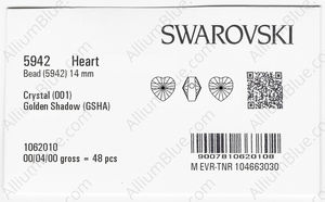 SWAROVSKI 5942 14MM CRYSTAL GOL.SHADOW factory pack