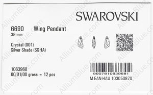SWAROVSKI 6690 39MM CRYSTAL SILVSHADE factory pack