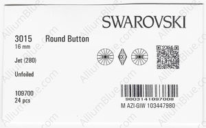 SWAROVSKI 3015 16MM JET factory pack