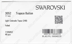 SWAROVSKI 3052 17MM LIGHT COLORADO TOPAZ M factory pack