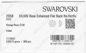 SWAROVSKI 2058 SS 30 VINTAGE ROSE F factory pack