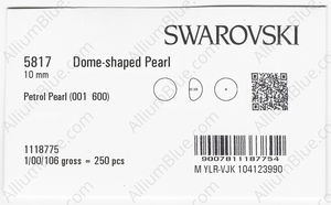 SWAROVSKI 5817 10MM CRYSTAL PETROL PEARL factory pack