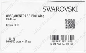 SWAROVSKI 8950 NR 809 189 CRYSTAL B factory pack