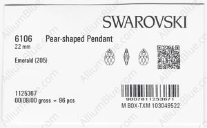 SWAROVSKI 6106 22MM EMERALD factory pack