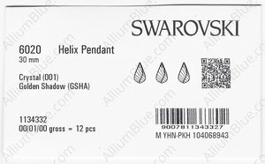 SWAROVSKI 6020 30MM CRYSTAL GOL.SHADOW factory pack