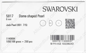SWAROVSKI 5817 6MM CRYSTAL JADE PEARL factory pack