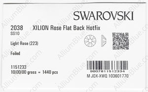 SWAROVSKI 2038 SS 10 LIGHT ROSE A HF factory pack