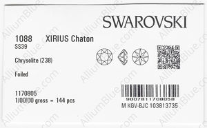 SWAROVSKI 1088 SS 39 CHRYSOLITE F factory pack
