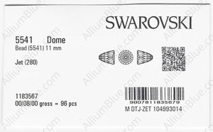 SWAROVSKI 5541 11MM JET factory pack