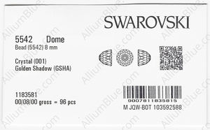 SWAROVSKI 5542 8MM CRYSTAL GOL.SHADOW factory pack