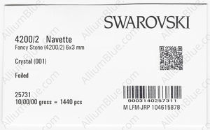 SWAROVSKI 4200/2 6X3MM CRYSTAL GG factory pack