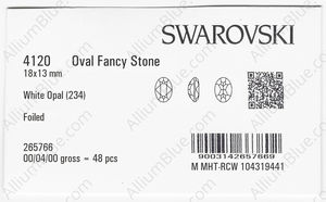 SWAROVSKI 4120 18X13MM WHITE OPAL F factory pack