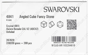 SWAROVSKI 4841 4MM CRYSTAL AB/CALVZ factory pack