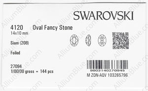 SWAROVSKI 4120 14X10MM SIAM F factory pack