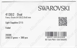 SWAROVSKI 4130/2 8X6MM LIGHT SAPPHIRE GG factory pack