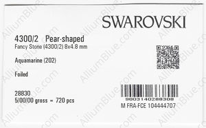 SWAROVSKI 4300/2 8X4.8MM AQUAMARINE GG factory pack