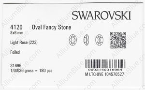 SWAROVSKI 4120 8X6MM LIGHT ROSE F factory pack