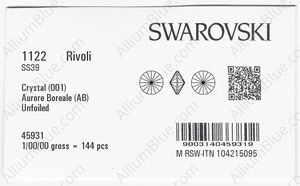 SWAROVSKI 1122 SS 39 CRYSTAL AB factory pack