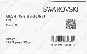 SWAROVSKI 5028/4 6MM CRYSTAL factory pack