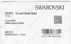 SWAROVSKI 5028/4 10MM CRYSTAL GOL.SHADOW factory pack