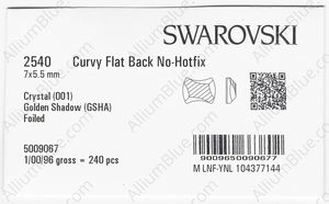 SWAROVSKI 2540 7X5.5MM CRYSTAL GOL.SHADOW F factory pack