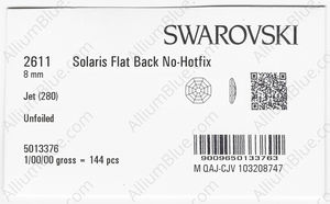 SWAROVSKI 2611 8MM JET factory pack