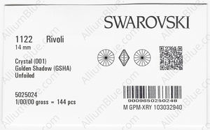 SWAROVSKI 1122 14MM CRYSTAL GOL.SHADOW factory pack