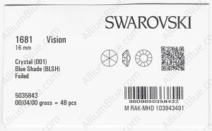 SWAROVSKI 1681 16MM CRYSTAL BL.SHADE F factory pack
