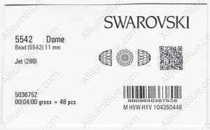 SWAROVSKI 5542 11MM JET factory pack